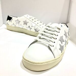 Saint Laurent Womans Silver Star Sneaker Size 38.5 / US 8.5